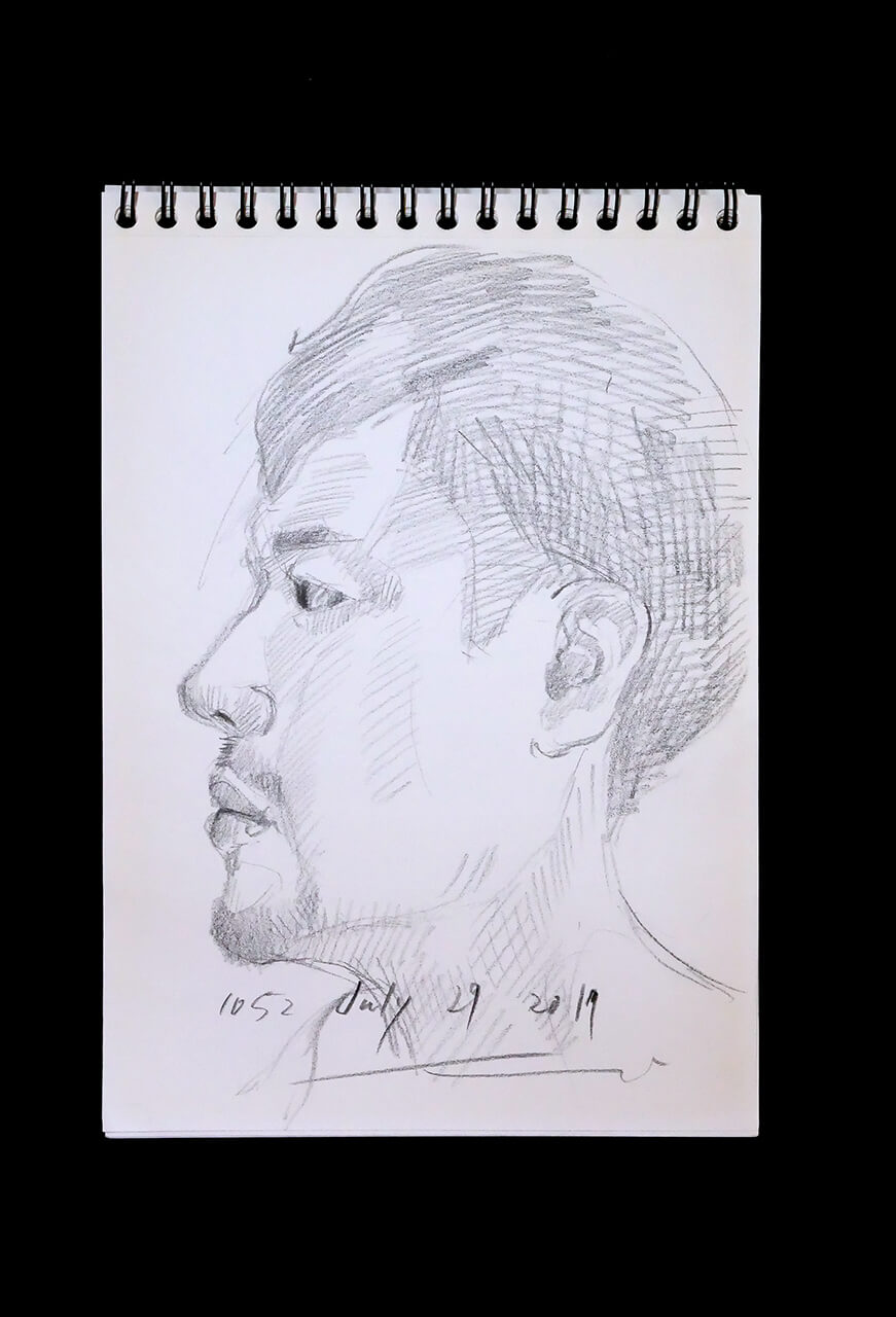 Contemporary artist SHINTAKU Tomoni's 2017/7/29 Self-portrait or pencil drawing