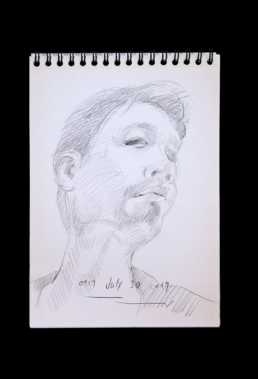Contemporary artist SHINTAKU Tomoni's 2017/7/30 Self-portrait or pencil drawing