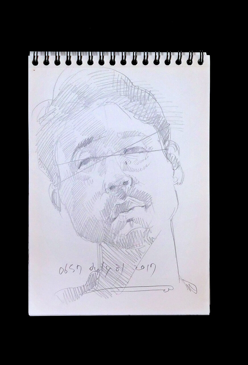 Contemporary artist SHINTAKU Tomoni's 2017/7/31 Self-portrait or pencil drawing
