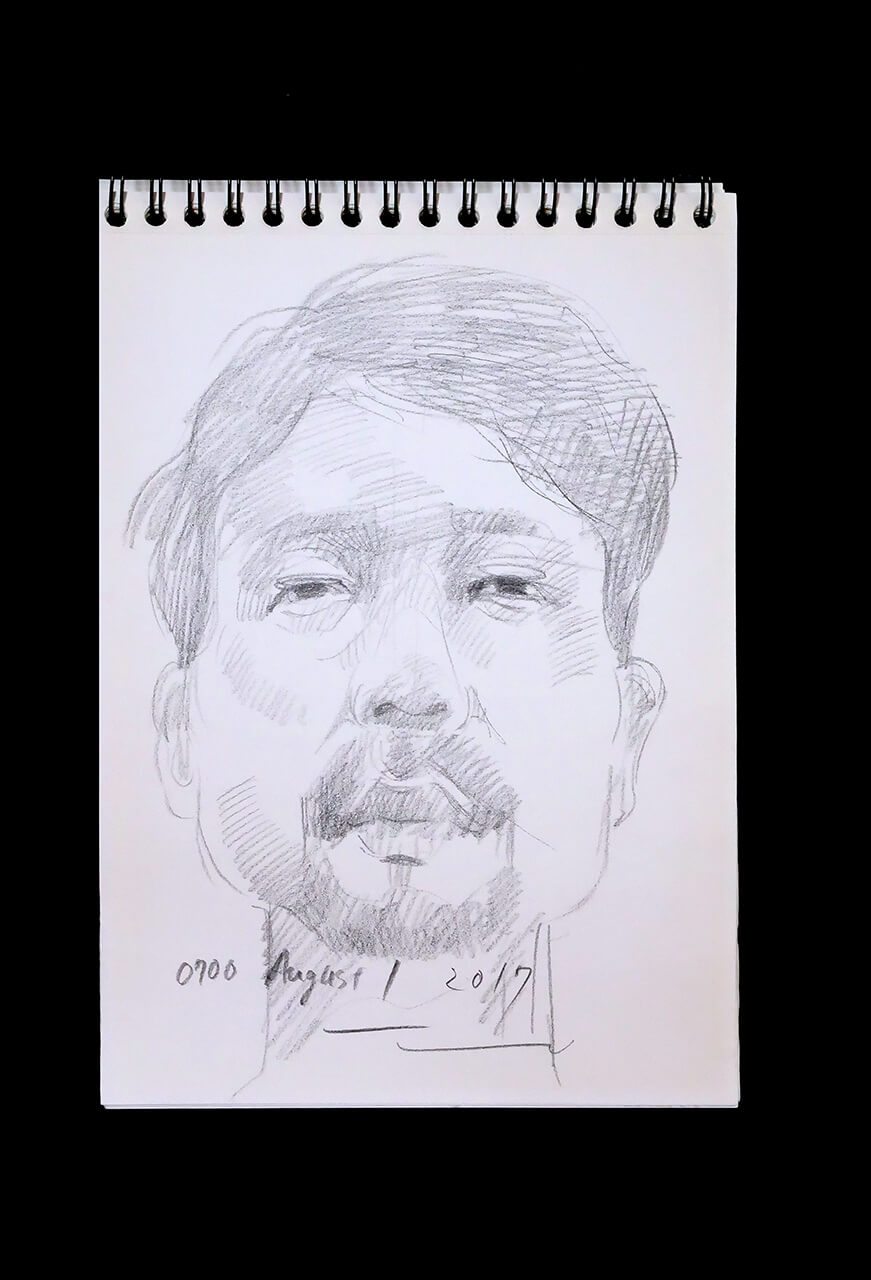 Contemporary artist SHINTAKU Tomoni's 2017/8/1 Self-portrait or pencil drawing