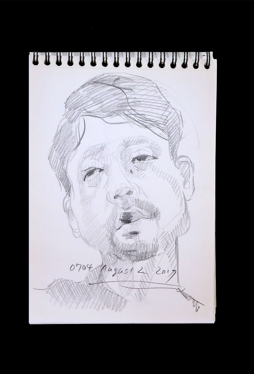 Contemporary artist SHINTAKU Tomoni's 2017/8/2 Self-portrait or pencil drawing