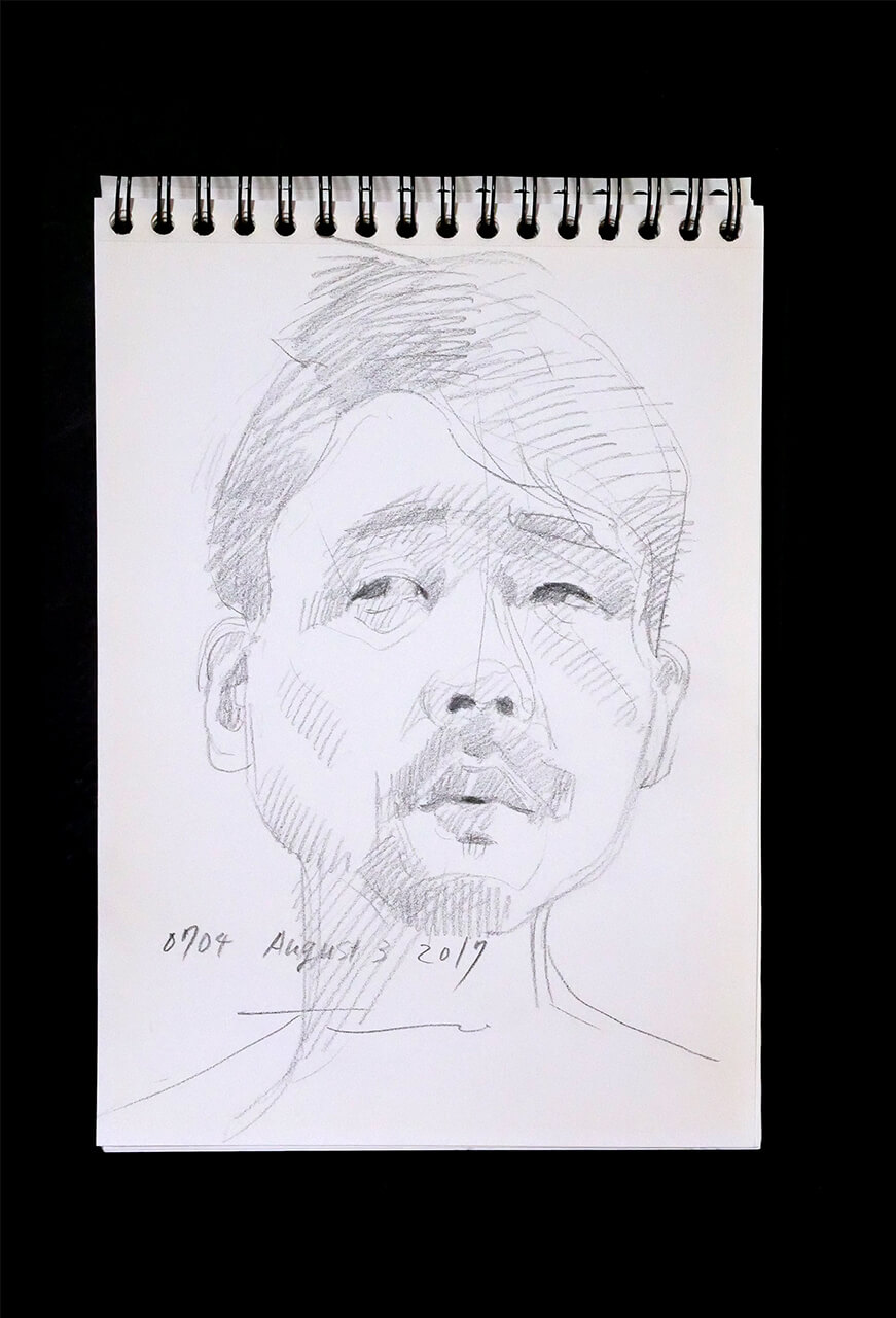 Contemporary artist SHINTAKU Tomoni's 2017/8/3 Self-portrait or pencil drawing