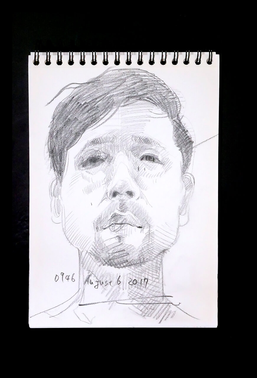 Contemporary artist SHINTAKU Tomoni's 2017/8/6 Self-portrait or pencil drawing