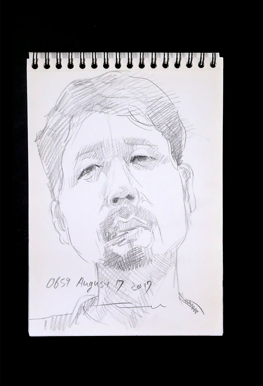 Contemporary artist SHINTAKU Tomoni's 2017/8/7 Self-portrait or pencil drawing