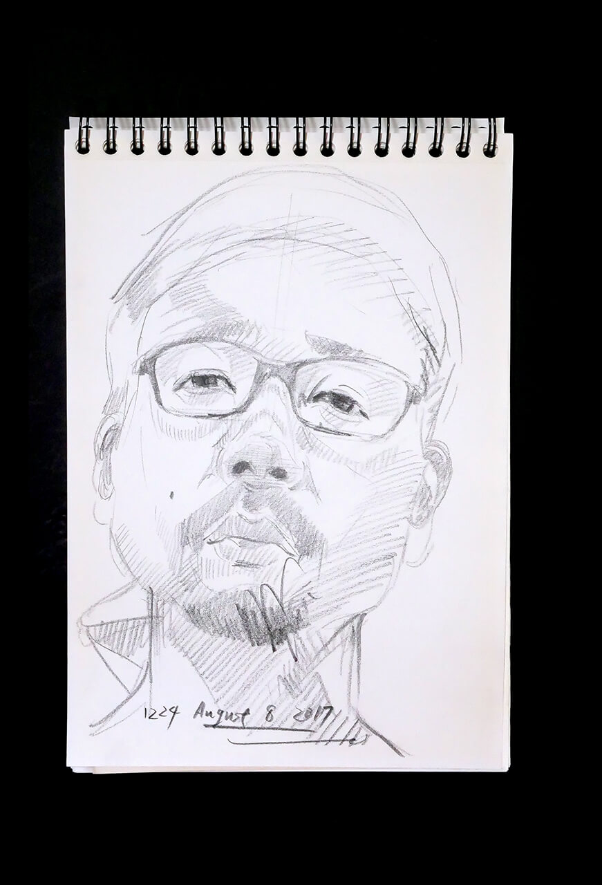 Contemporary artist SHINTAKU Tomoni's 2017/8/8 Self-portrait or pencil drawing
