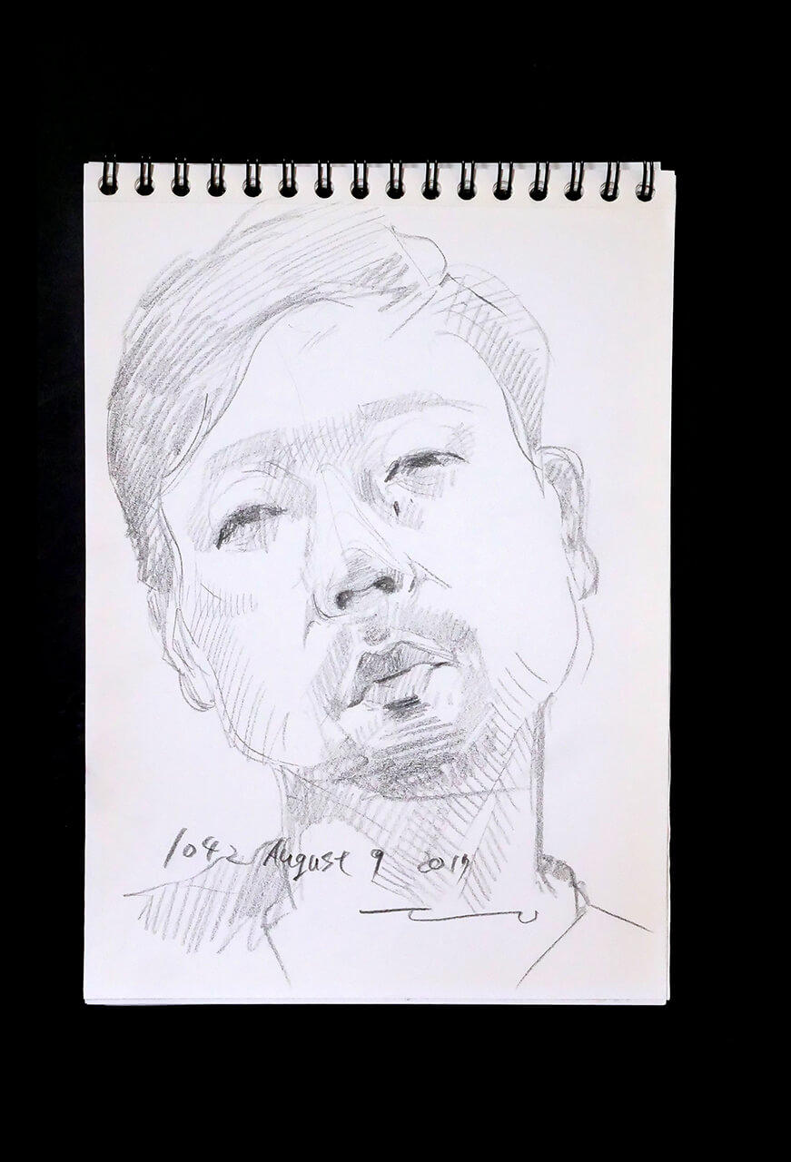Contemporary artist SHINTAKU Tomoni's 2017/8/9 Self-portrait or pencil drawing