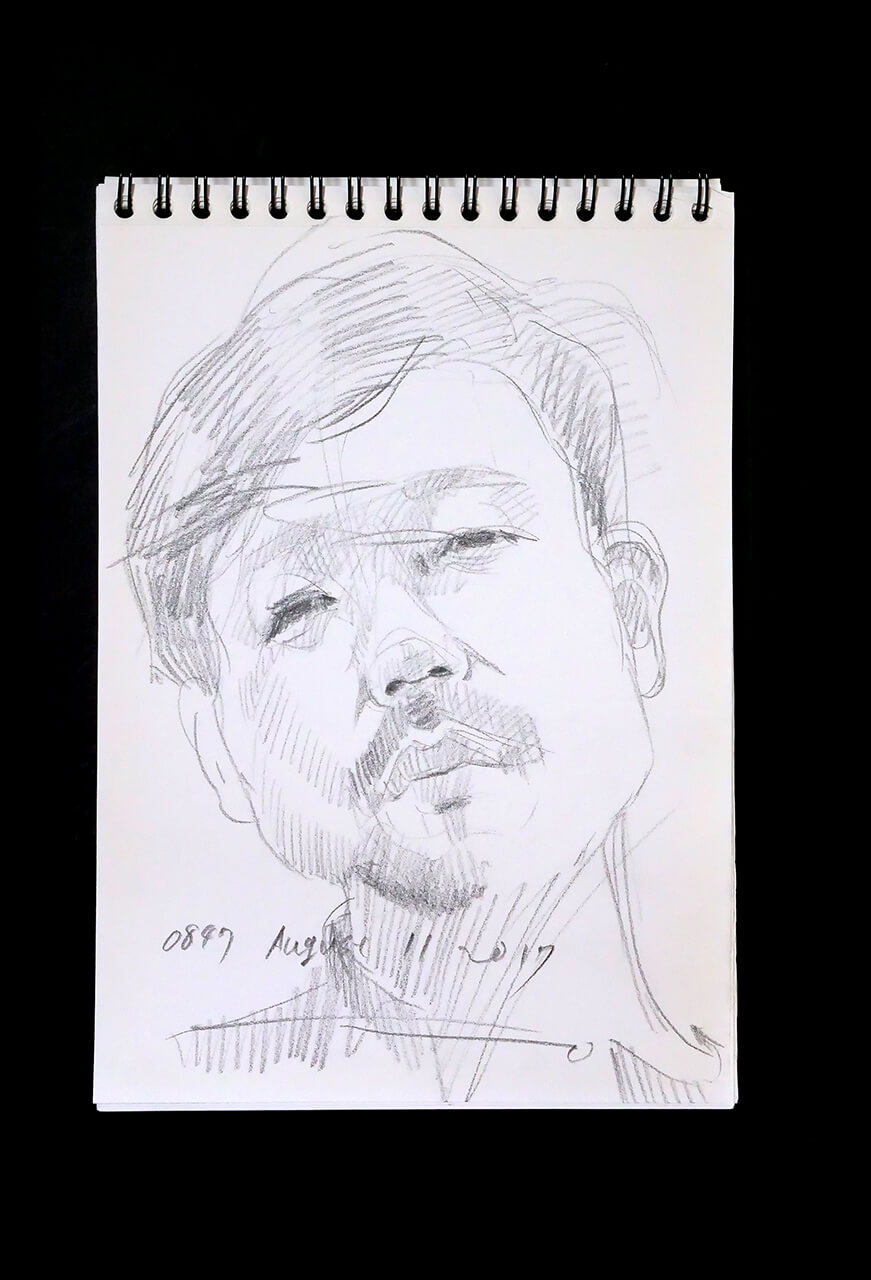 Contemporary artist SHINTAKU Tomoni's 2017/8/11 Self-portrait or pencil drawing
