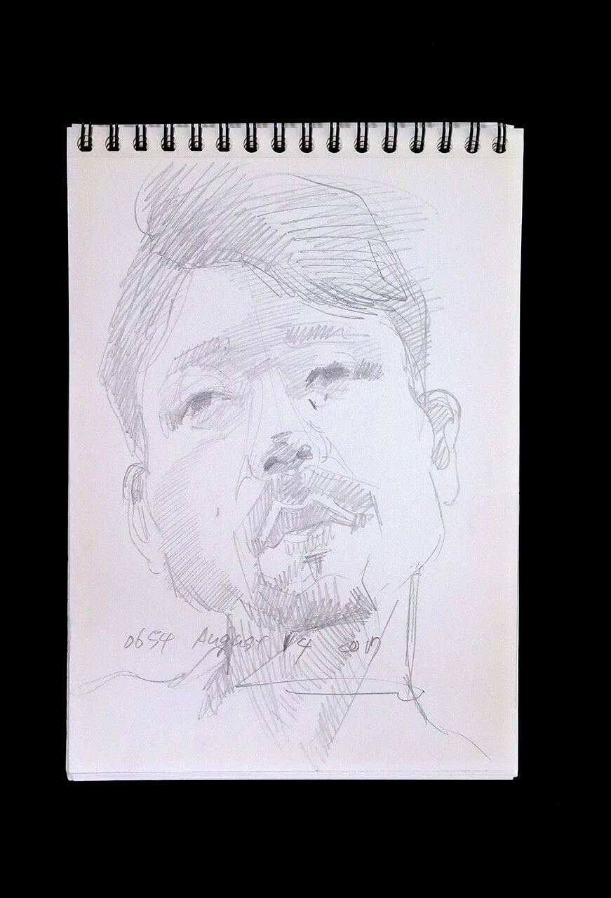 Contemporary artist SHINTAKU Tomoni's 2017/8/14 Self-portrait or pencil drawing
