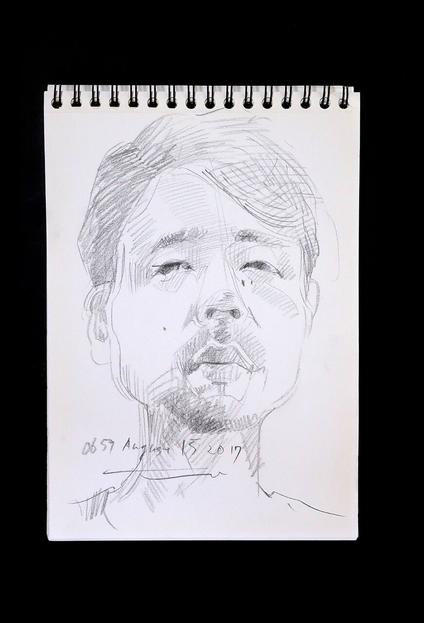 Contemporary artist SHINTAKU Tomoni's 2017/8/15 Self-portrait or pencil drawing