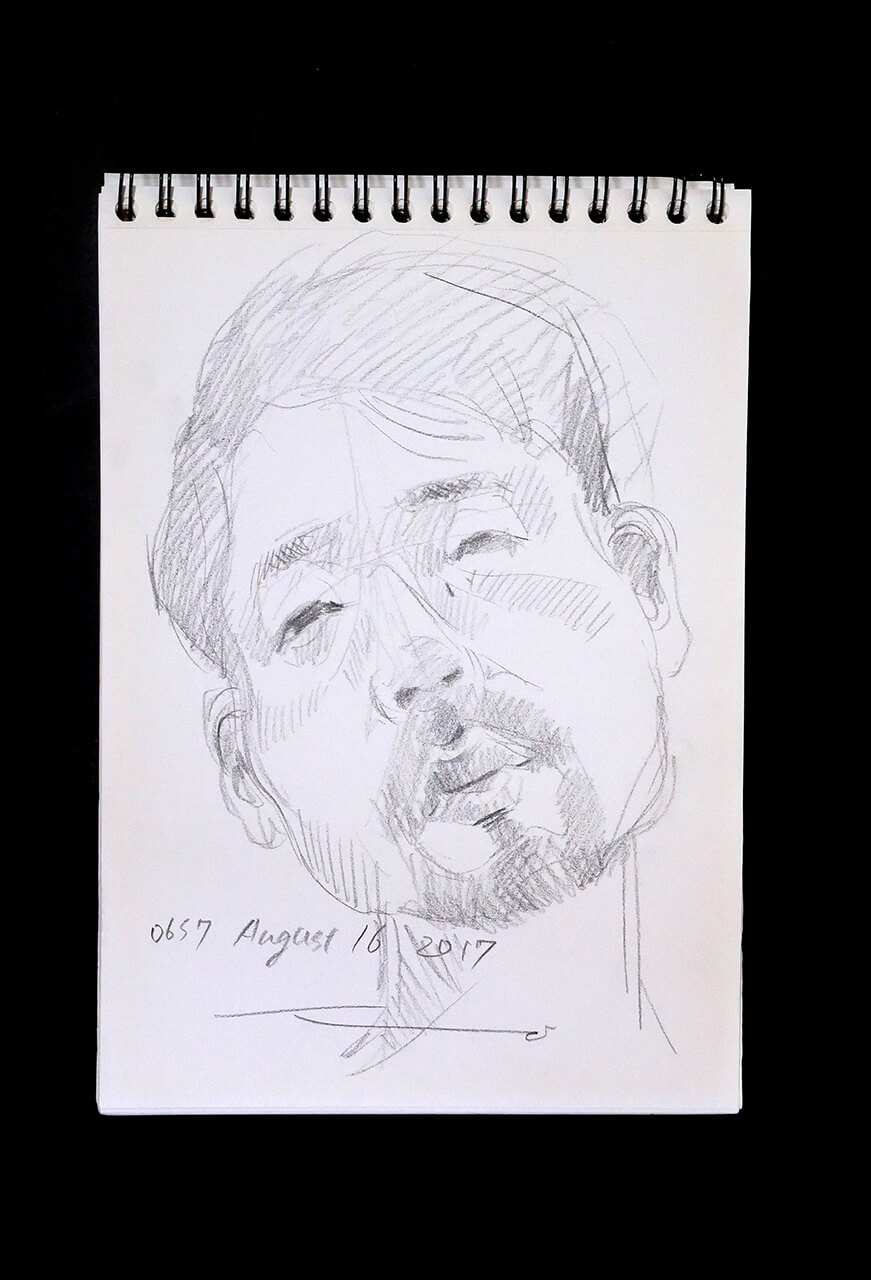 Contemporary artist SHINTAKU Tomoni's 2017/8/16 Self-portrait or pencil drawing