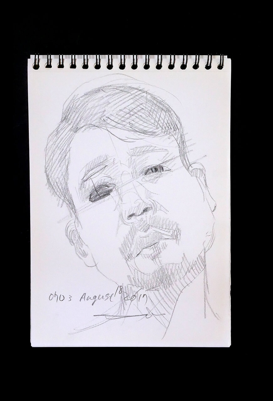 Contemporary artist SHINTAKU Tomoni's 2017/8/18 Self-portrait or pencil drawing