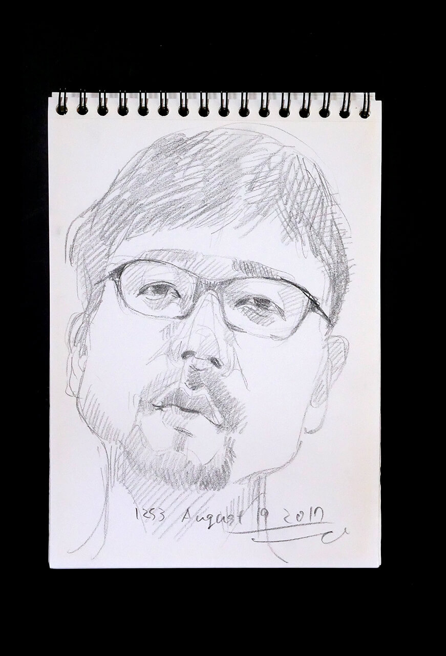 Contemporary artist SHINTAKU Tomoni's 2017/8/19 Self-portrait or pencil drawing