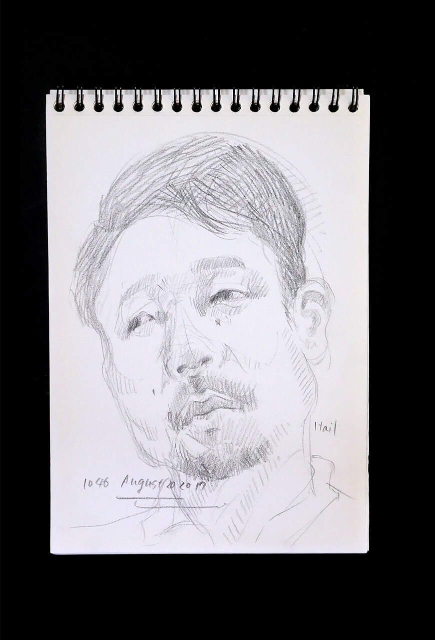Contemporary artist SHINTAKU Tomoni's 2017/8/20 Self-portrait or pencil drawing