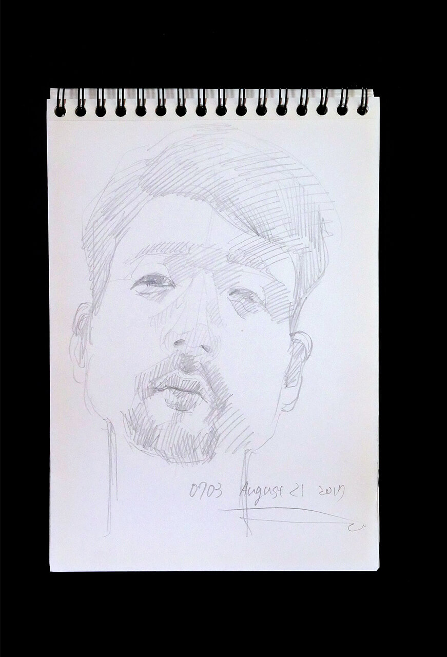 Contemporary artist SHINTAKU Tomoni's 2017/8/21 Self-portrait or pencil drawing