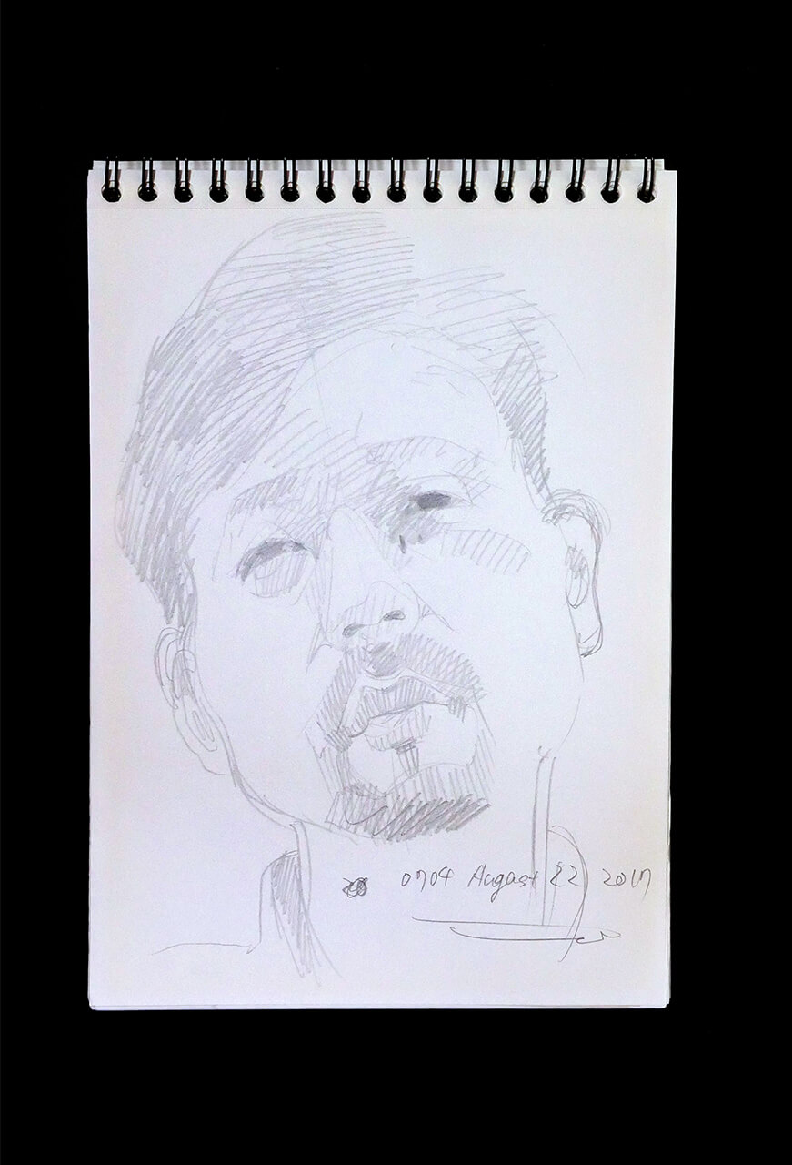 Contemporary artist SHINTAKU Tomoni's 2017/8/22 Self-portrait or pencil drawing