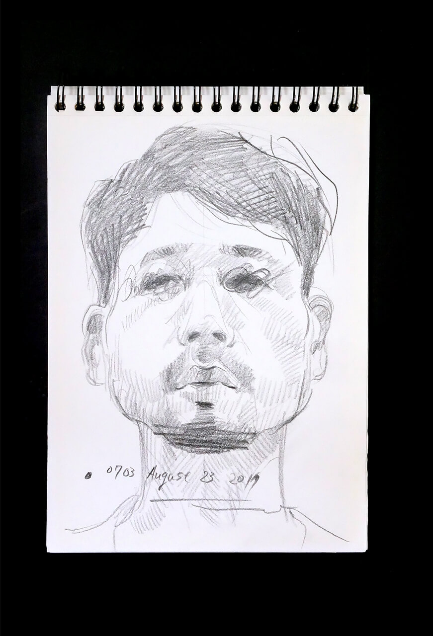 Contemporary artist SHINTAKU Tomoni's 2017/8/23 Self-portrait or pencil drawing