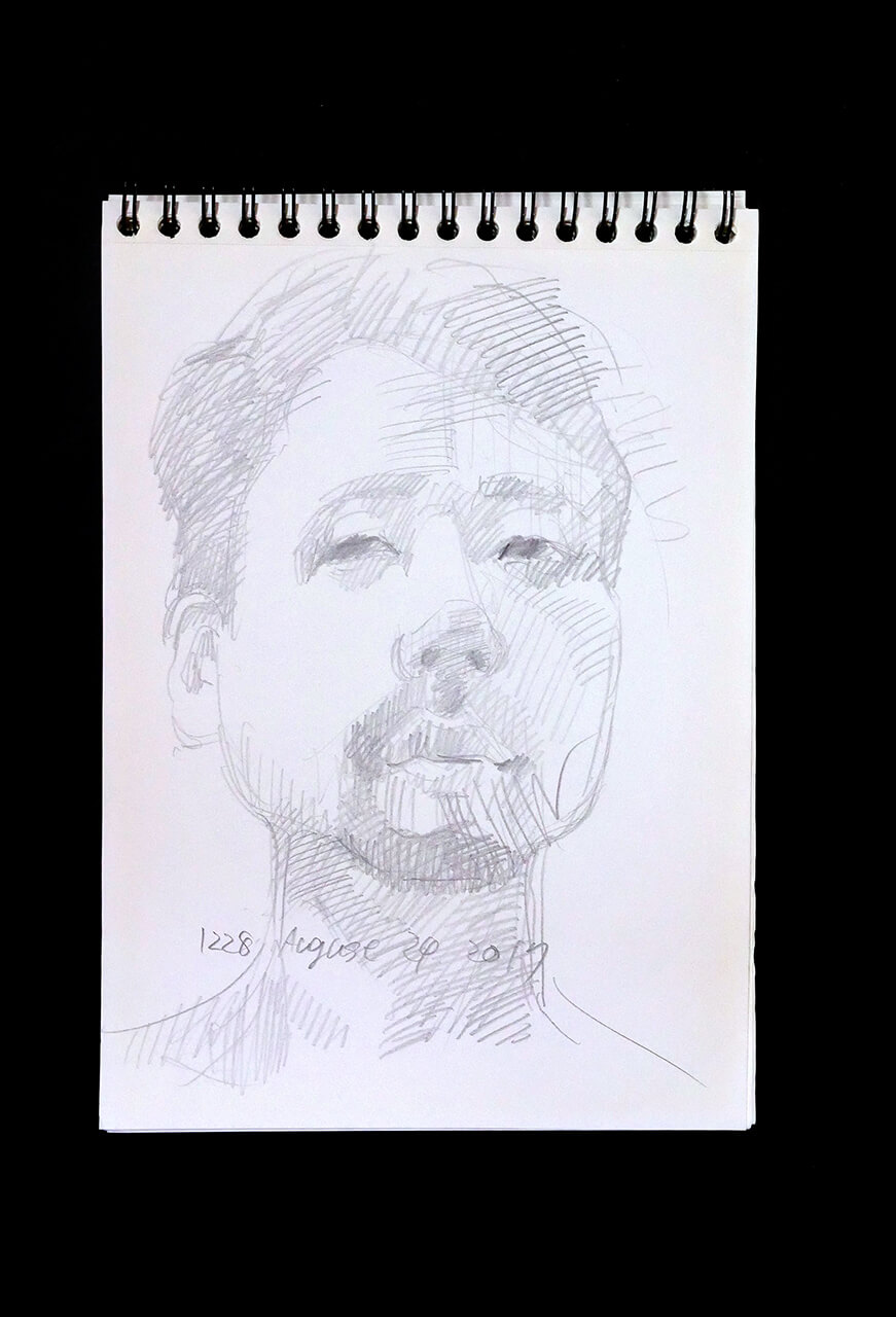 Contemporary artist SHINTAKU Tomoni's 2017/8/24 Self-portrait or pencil drawing