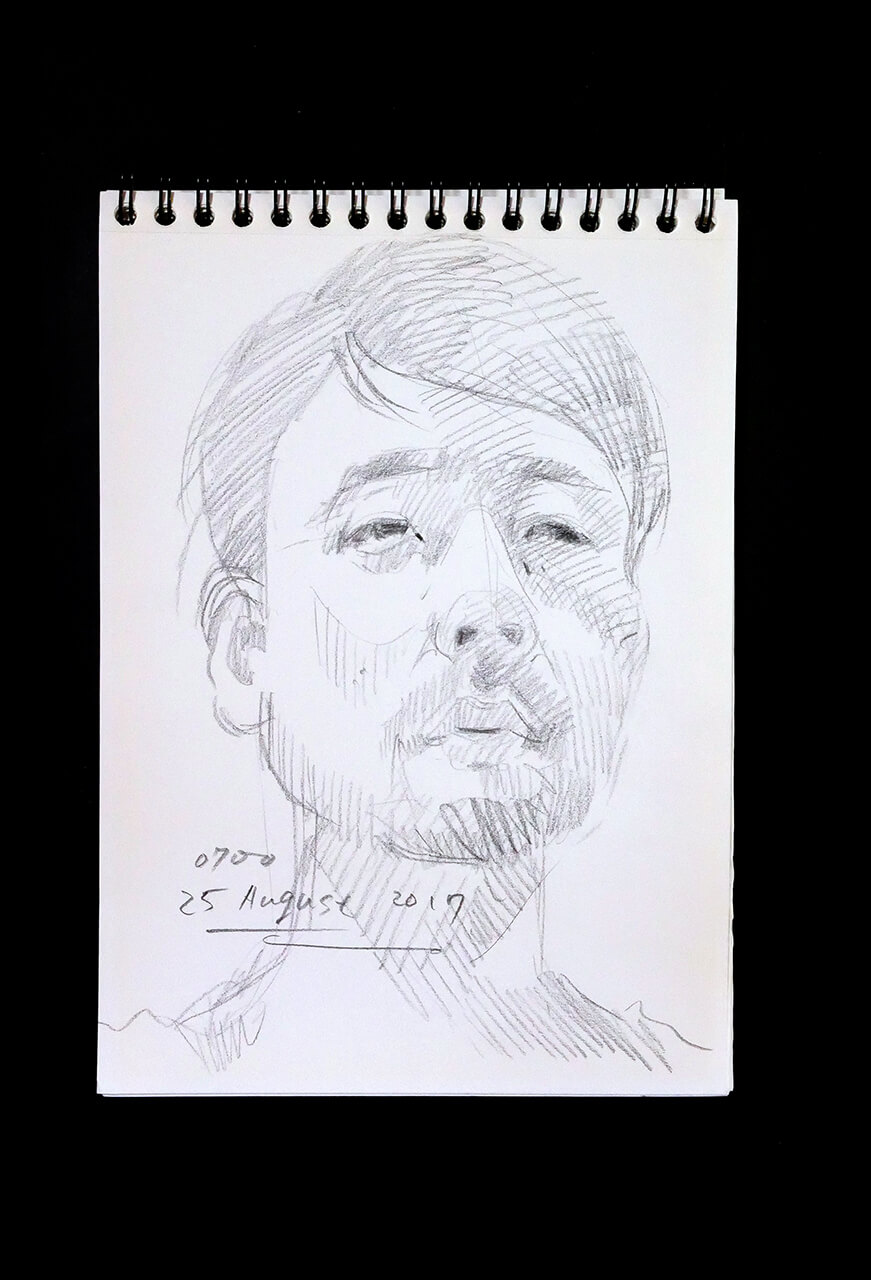 Contemporary artist SHINTAKU Tomoni's 2017/8/25 Self-portrait or pencil drawing
