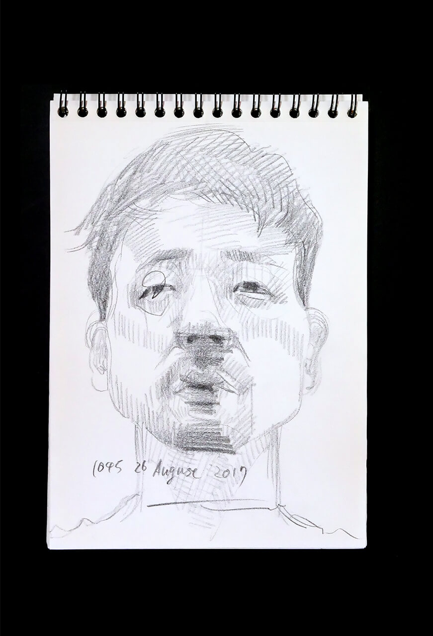 Contemporary artist SHINTAKU Tomoni's 2017/8/26 Self-portrait or pencil drawing