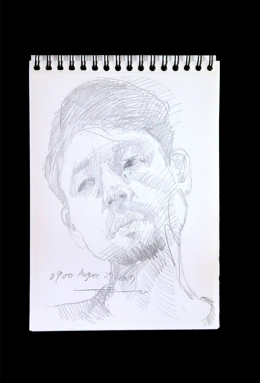 Contemporary artist SHINTAKU Tomoni's 2017/8/27 Self-portrait or pencil drawing