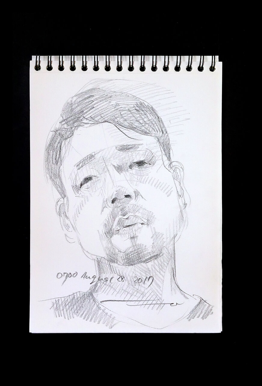 Contemporary artist SHINTAKU Tomoni's 2017/8/28 Self-portrait or pencil drawing