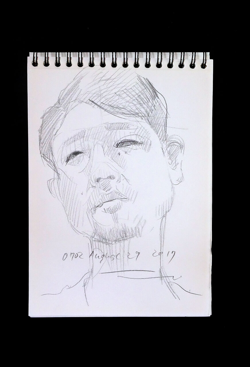 Contemporary artist SHINTAKU Tomoni's 2017/8/29 Self-portrait or pencil drawing