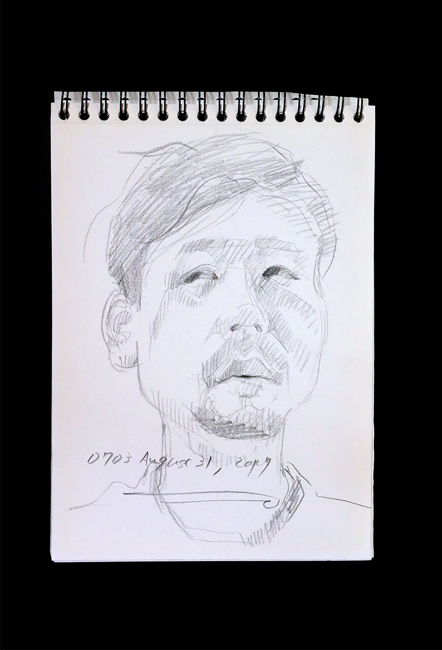 Contemporary artist SHINTAKU Tomoni's 2017/8/31 Self-portrait or pencil drawing