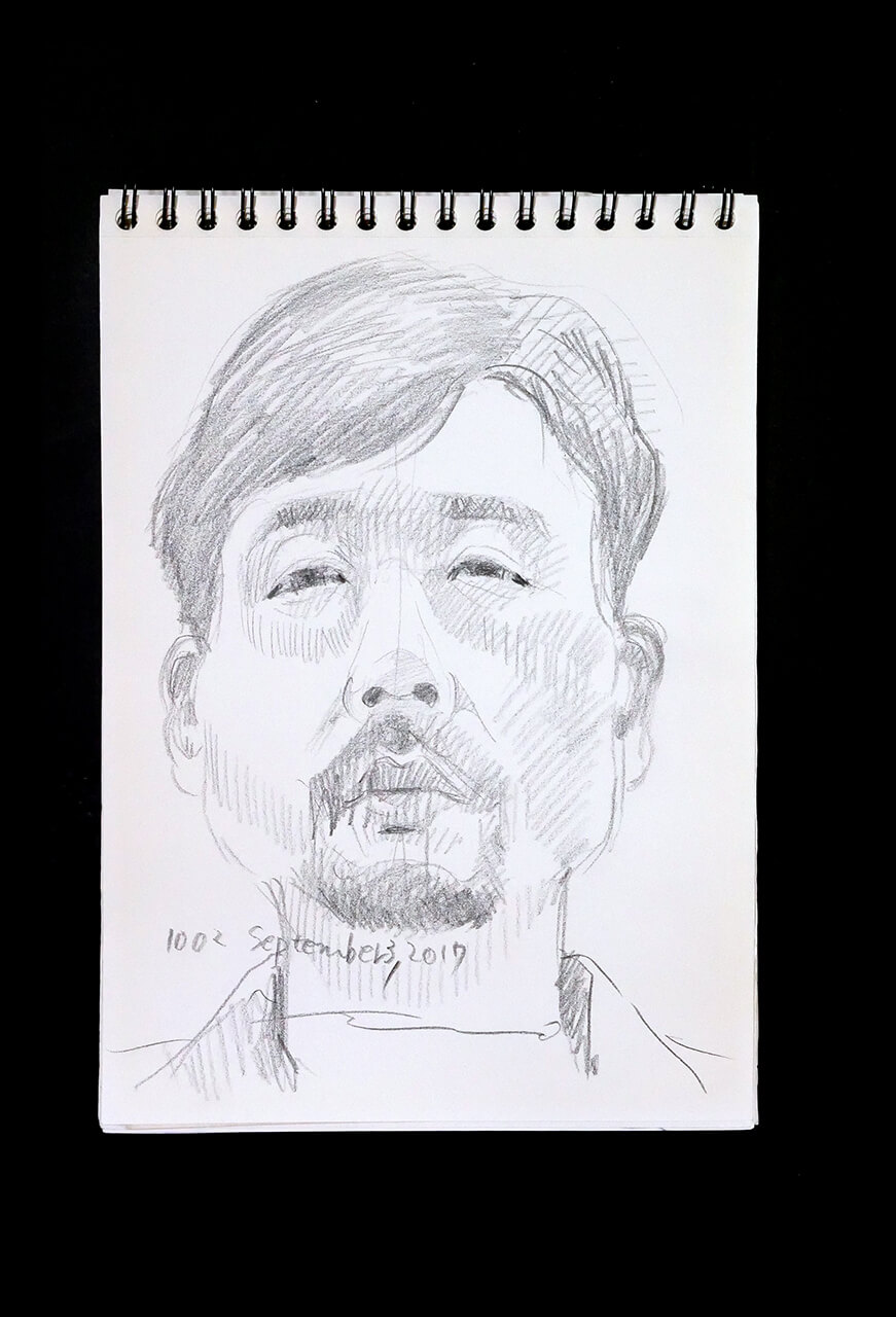 Contemporary artist SHINTAKU Tomoni's 2017/9/3 Self-portrait or pencil drawing