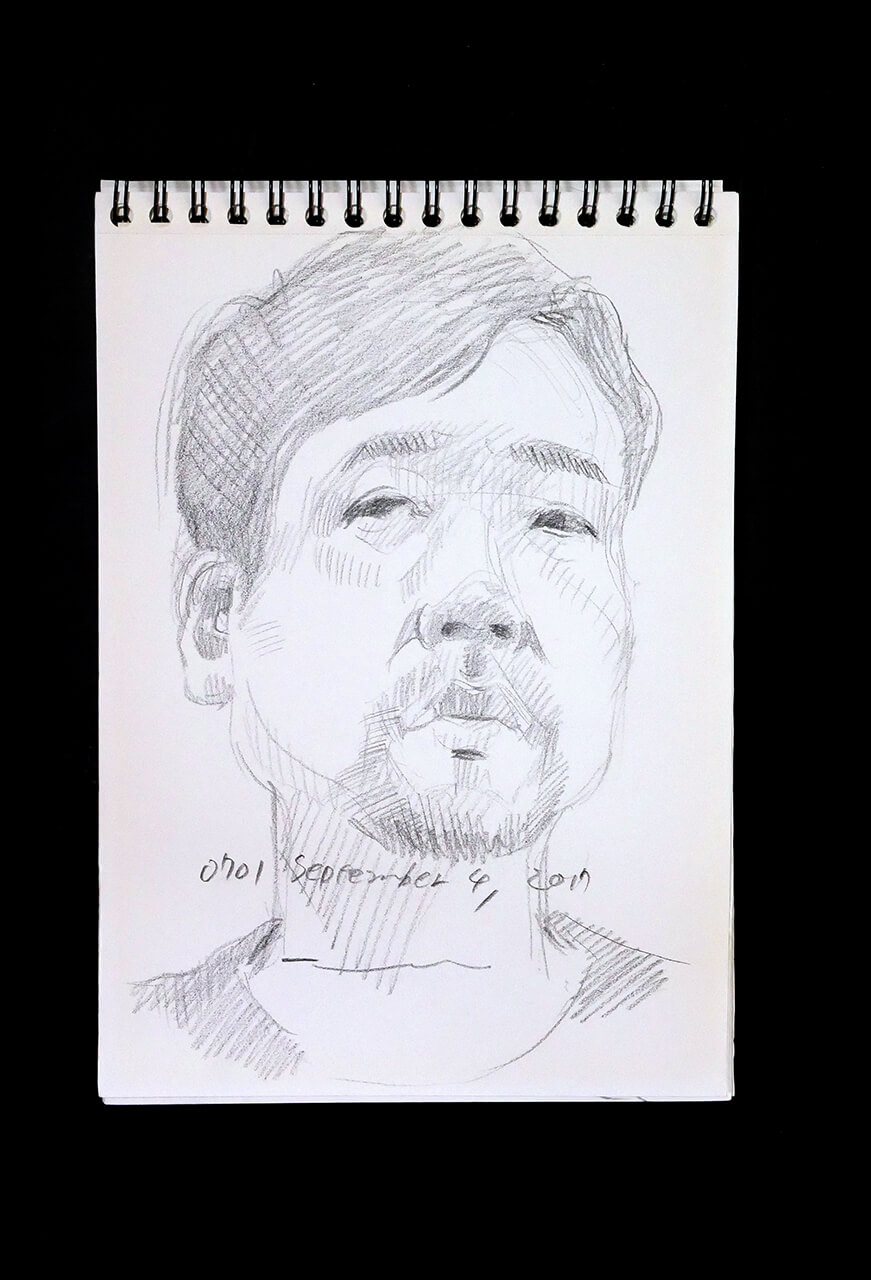 Contemporary artist SHINTAKU Tomoni's 2017/9/4 Self-portrait or pencil drawing