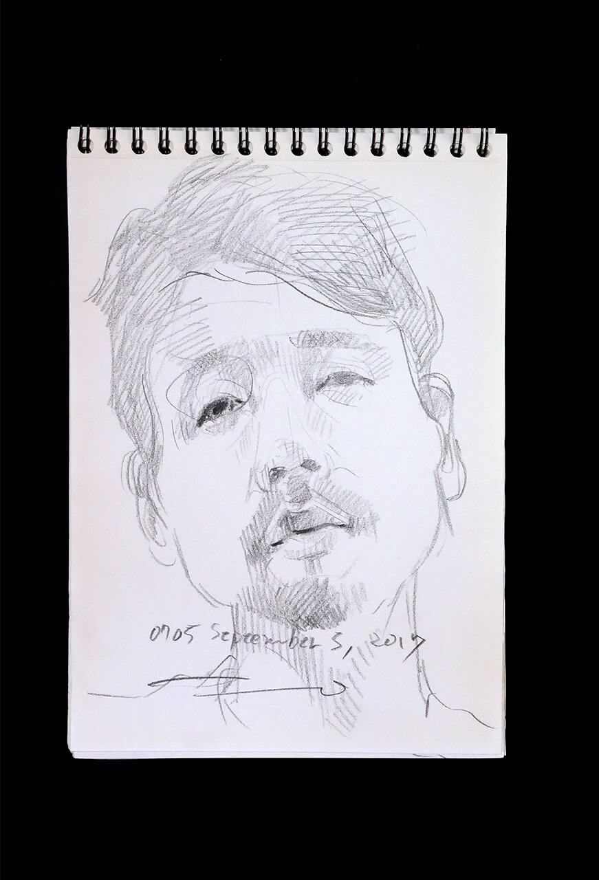 Contemporary artist SHINTAKU Tomoni's 2017/9/5 Self-portrait or pencil drawing