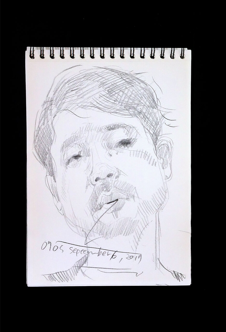 Contemporary artist SHINTAKU Tomoni's 2017/9/6 Self-portrait or pencil drawing