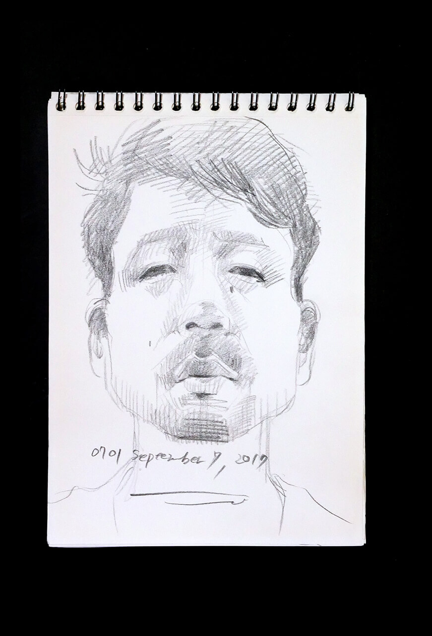 Contemporary artist SHINTAKU Tomoni's 2017/9/7 Self-portrait or pencil drawing