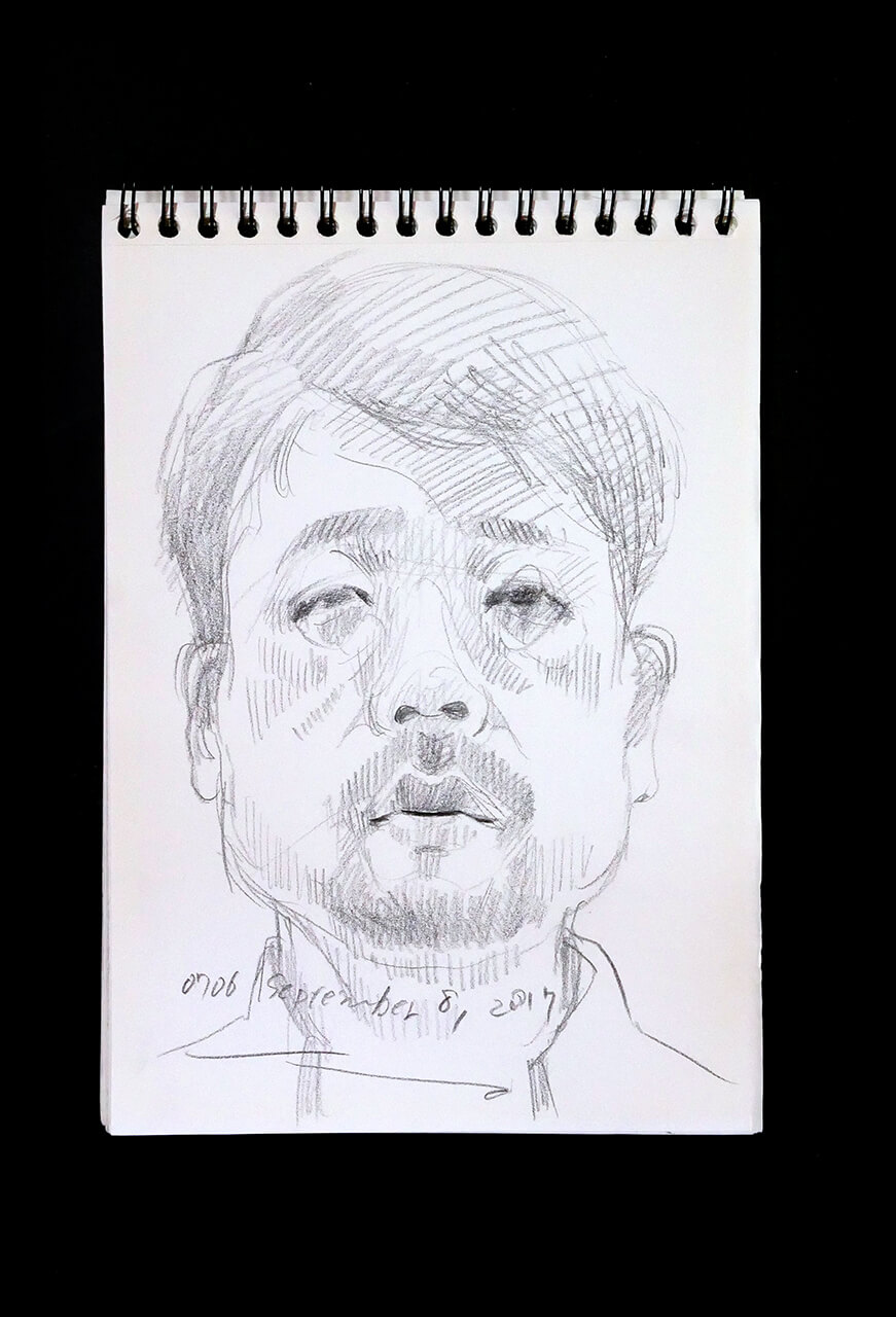 Contemporary artist SHINTAKU Tomoni's 2017/9/8 Self-portrait or pencil drawing