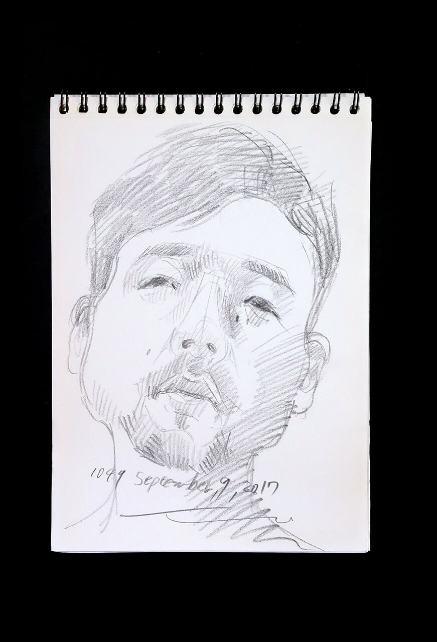 Contemporary artist SHINTAKU Tomoni's 2017/9/9 Self-portrait or pencil drawing
