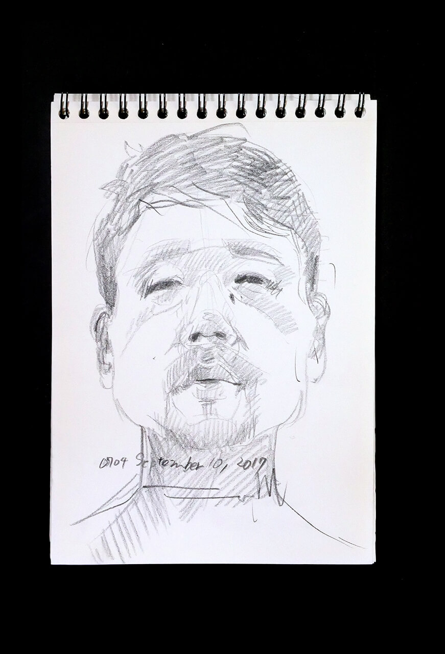 Contemporary artist SHINTAKU Tomoni's 2017/9/10 Self-portrait or pencil drawing