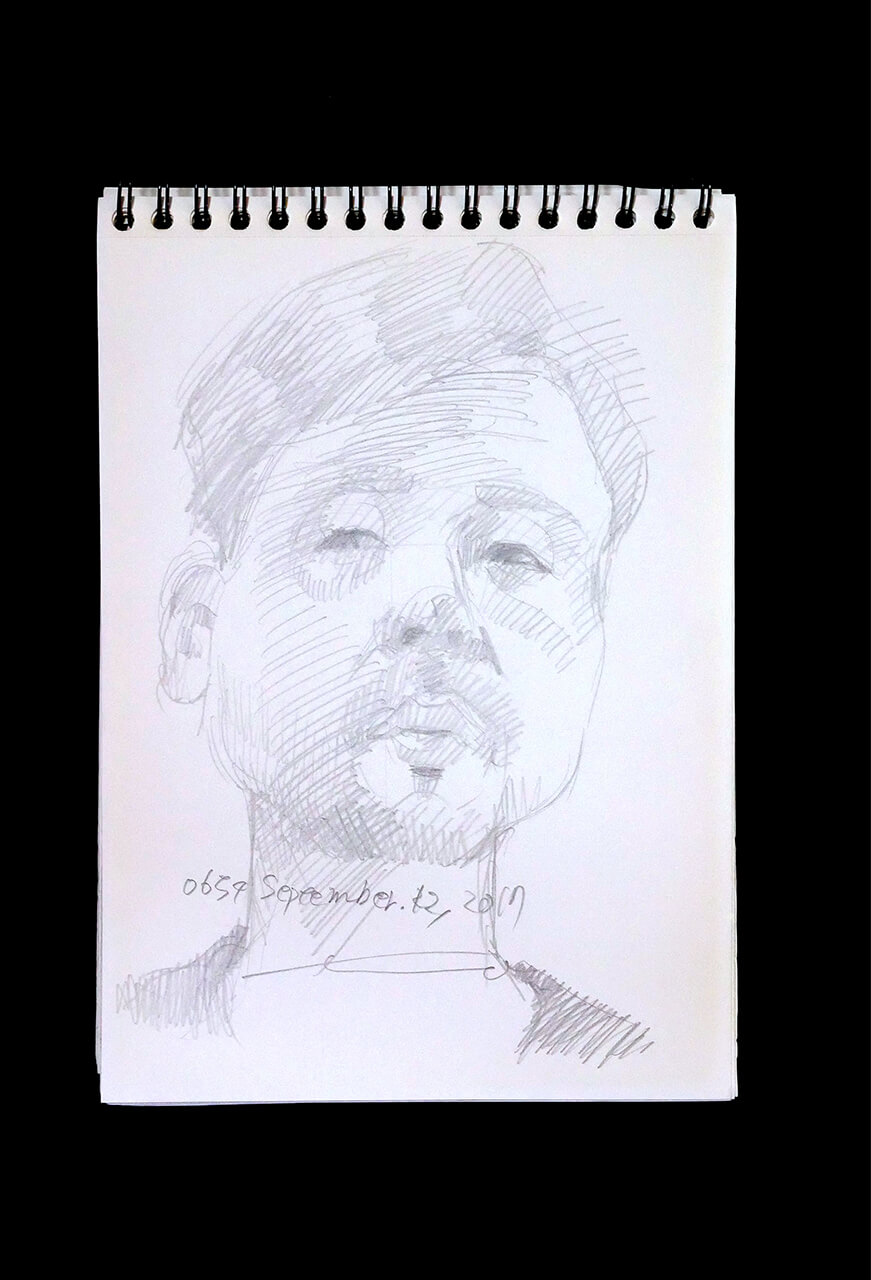 Contemporary artist SHINTAKU Tomoni's 2017/9/12 Self-portrait or pencil drawing