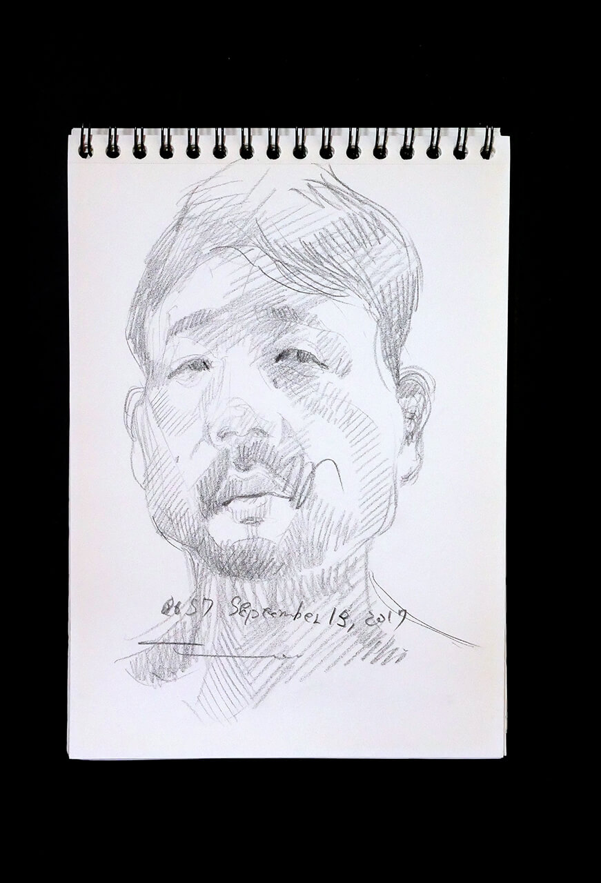 Contemporary artist SHINTAKU Tomoni's 2017/9/13 Self-portrait or pencil drawing