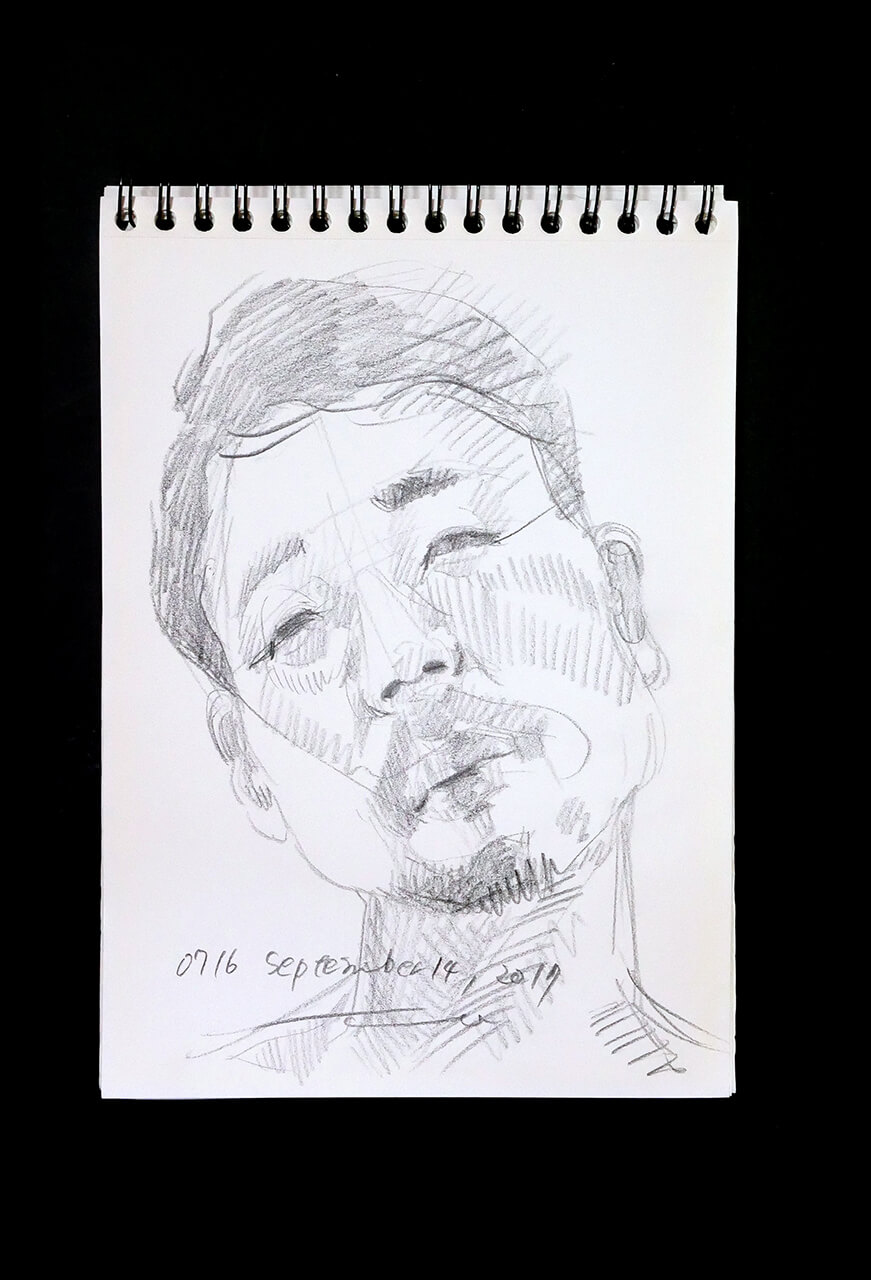 Contemporary artist SHINTAKU Tomoni's 2017/9/14 Self-portrait or pencil drawing