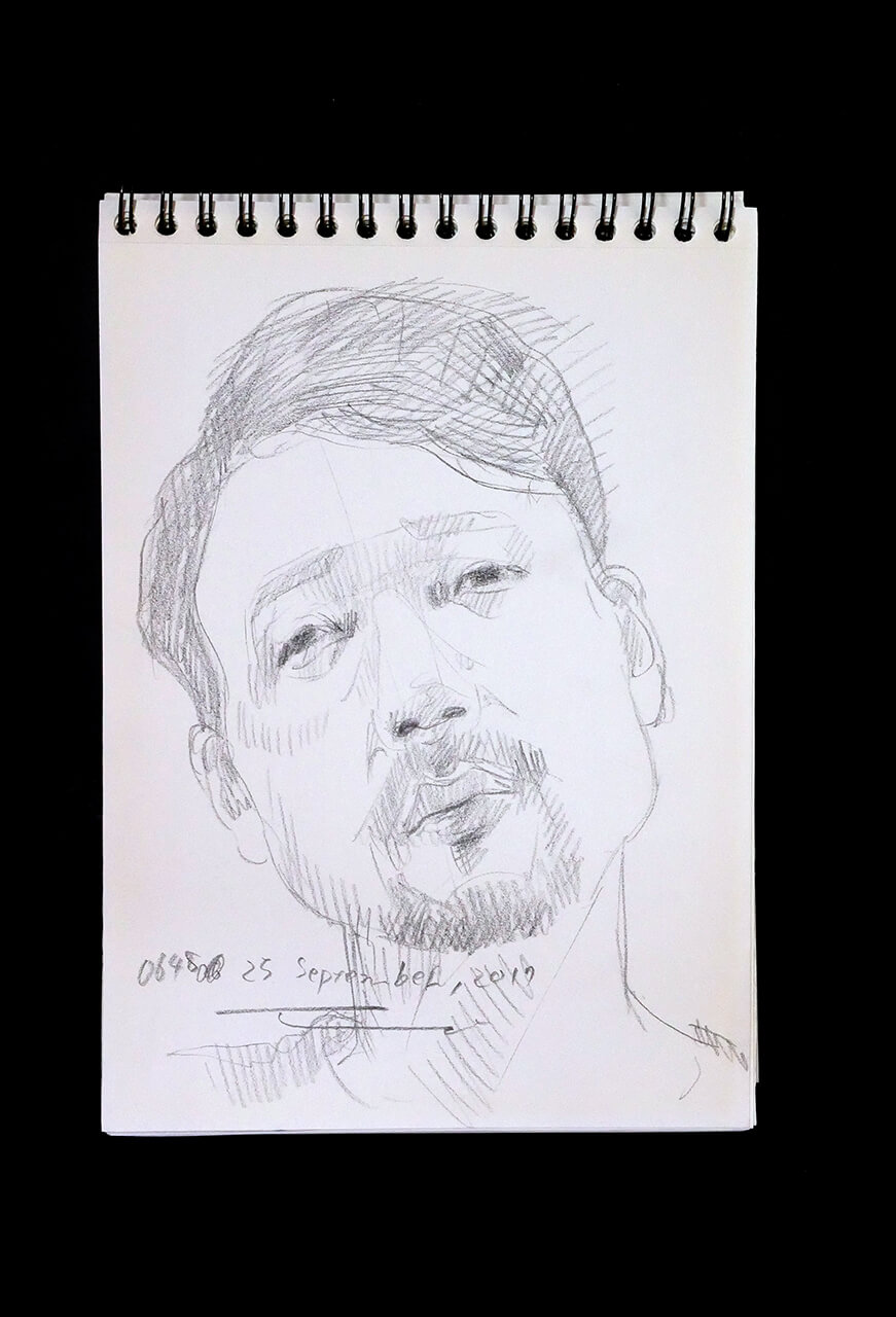 Contemporary artist SHINTAKU Tomoni's 2017/9/25 Self-portrait or pencil drawing