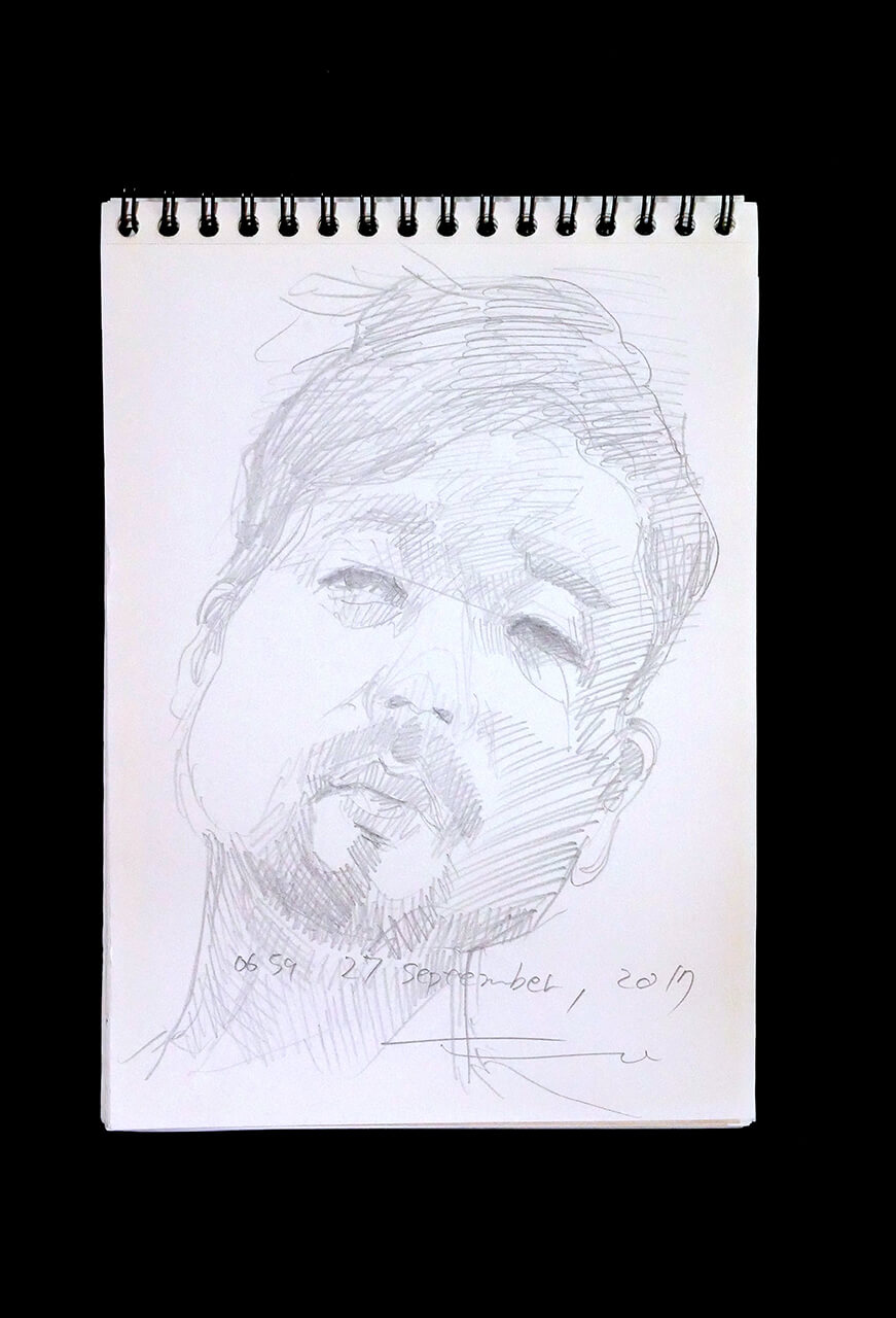 Contemporary artist SHINTAKU Tomoni's 2017/9/27 Self-portrait or pencil drawing
