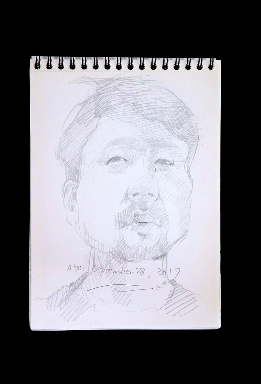 Contemporary artist SHINTAKU Tomoni's 2017/9/28 Self-portrait or pencil drawing