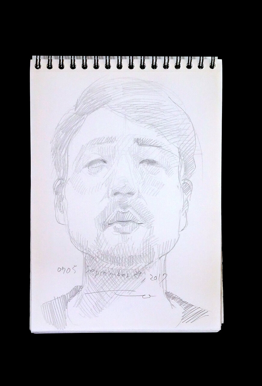Contemporary artist SHINTAKU Tomoni's 2017/9/29 Self-portrait or pencil drawing