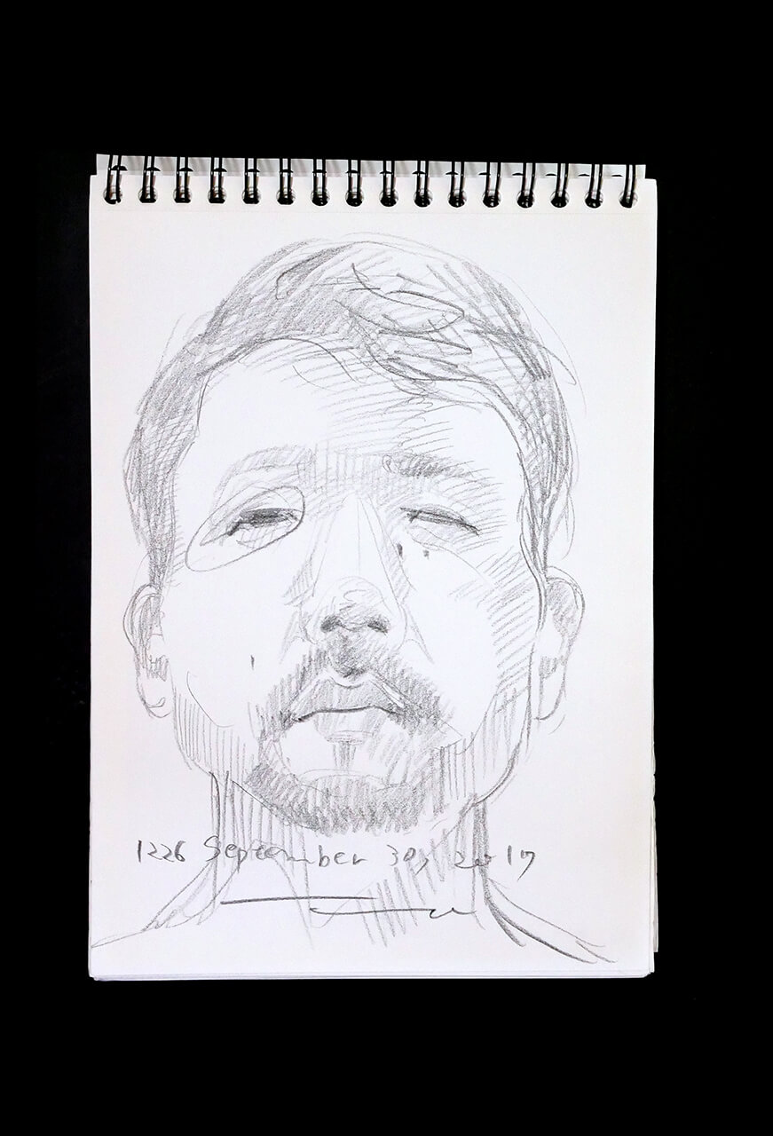 Contemporary artist SHINTAKU Tomoni's 2017/9/30 Self-portrait or pencil drawing