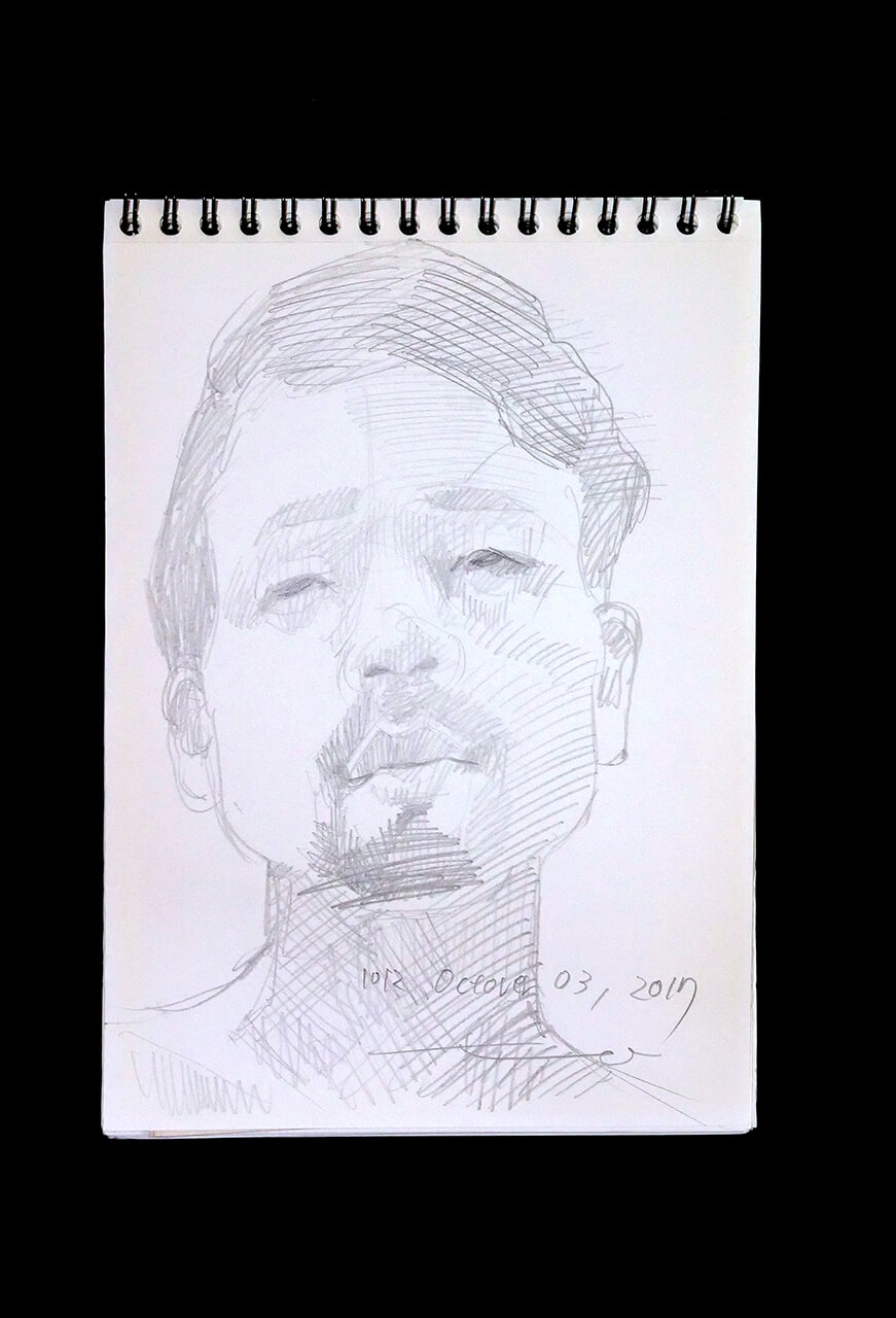 Contemporary artist SHINTAKU Tomoni's 2017/10/3 Self-portrait or pencil drawing