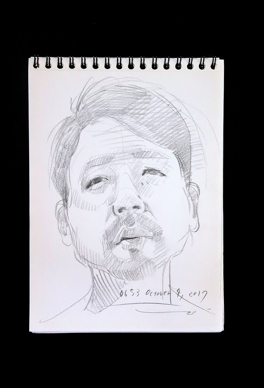 Contemporary artist SHINTAKU Tomoni's 2017/10/4 Self-portrait or pencil drawing
