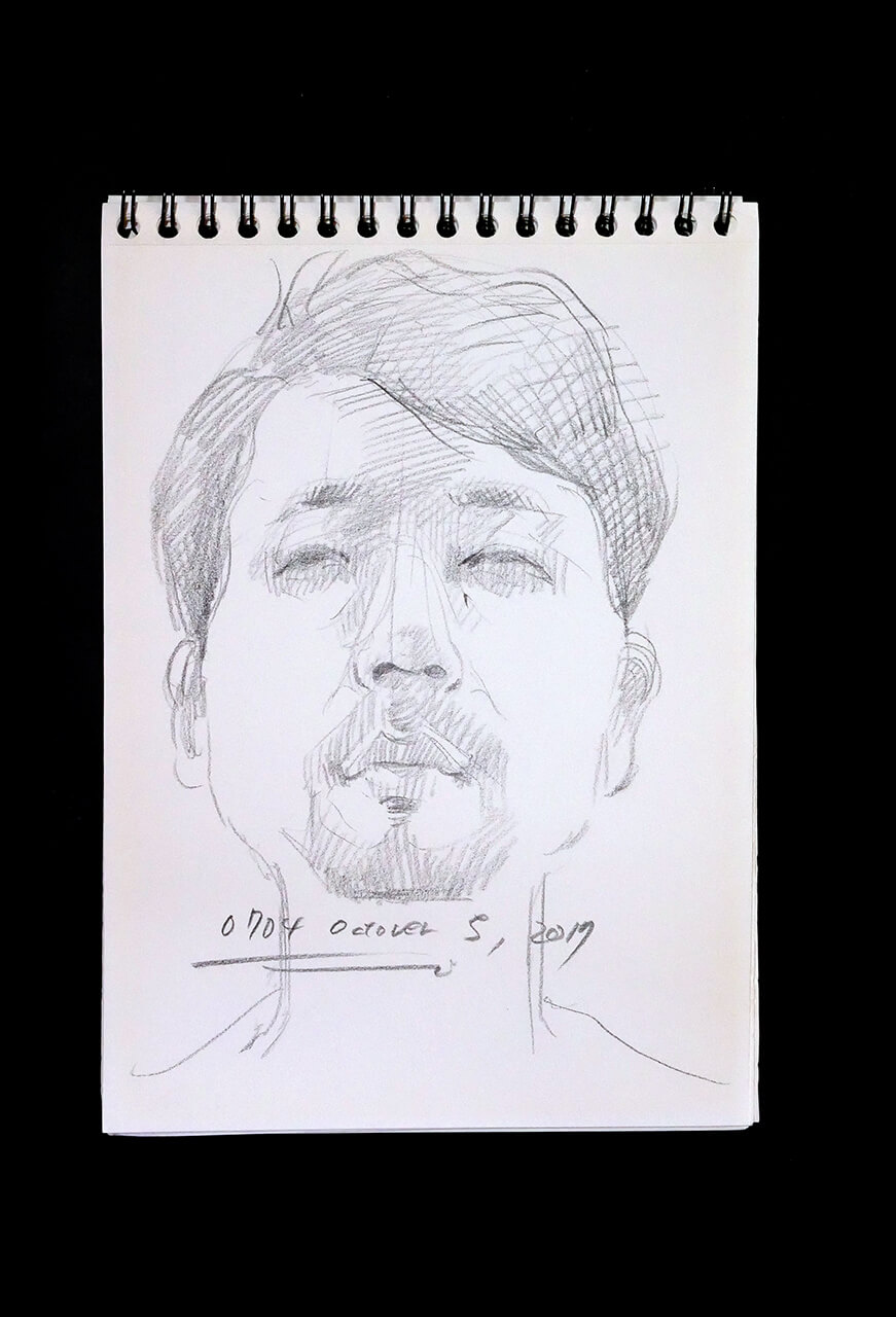 Contemporary artist SHINTAKU Tomoni's 2017/10/5 Self-portrait or pencil drawing