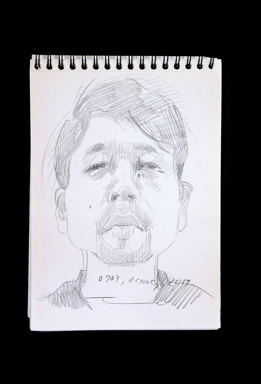 Contemporary artist SHINTAKU Tomoni's 2017/10/6 Self-portrait or pencil drawing