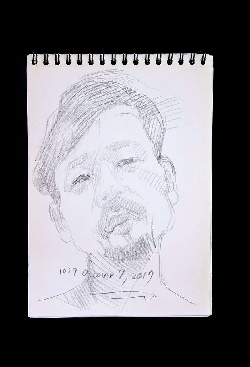 Contemporary artist SHINTAKU Tomoni's 2017/10/7 Self-portrait or pencil drawing