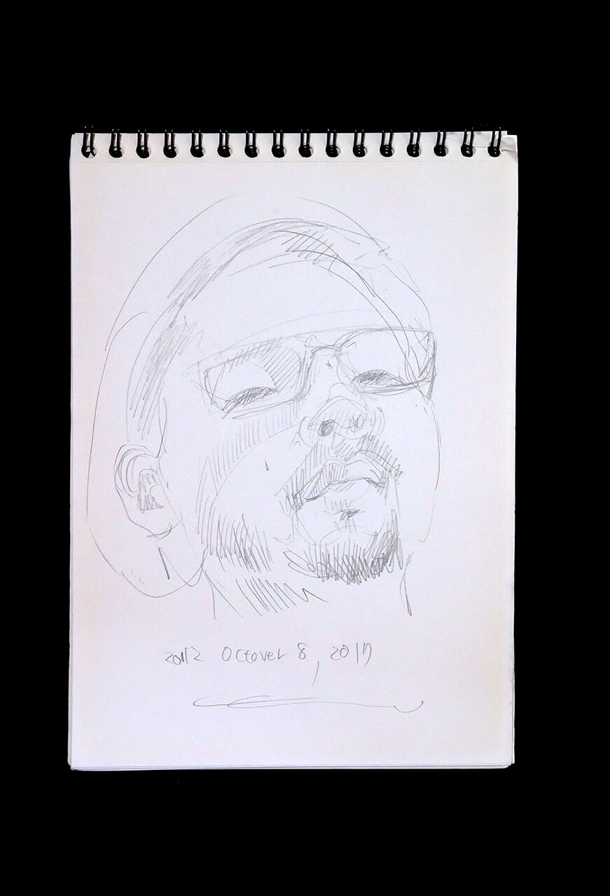 Contemporary artist SHINTAKU Tomoni's 2017/10/8 Self-portrait or pencil drawing