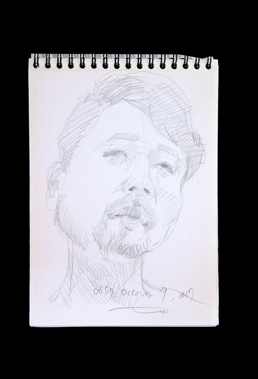 Contemporary artist SHINTAKU Tomoni's 2017/10/9 Self-portrait or pencil drawing